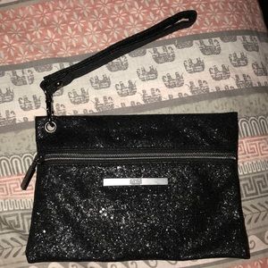 Black sparkly clutch/wristlet with charging port